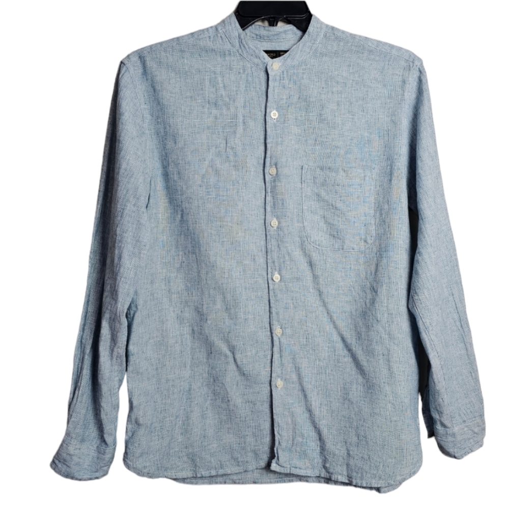 Cottonworld‎ Mens Linen Blend Button Up Shirt Size Medium